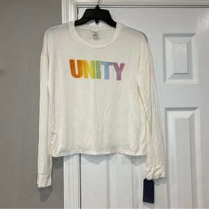 Melrose And Market Girls Rainbow UNITY Pride Long Sleeve Tee XL 14/16 NWT Ivory